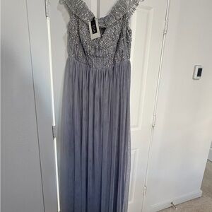 Ella Silver Sequin Tulle Cocktail Dress